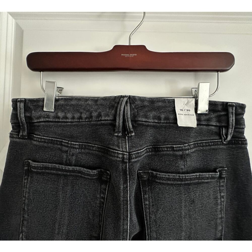 NWT Good American Good Classic Bootcut Jeans Black 10/30 Split Hem - Picture 13 of 16